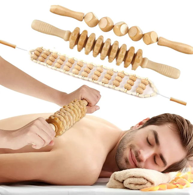 Wooden Hand Massage Roller Set
