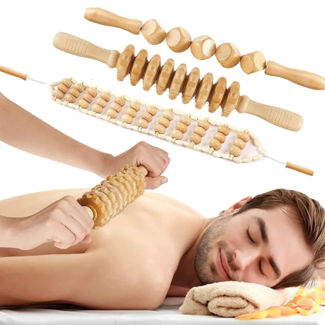Wooden Hand Massage Roller Set