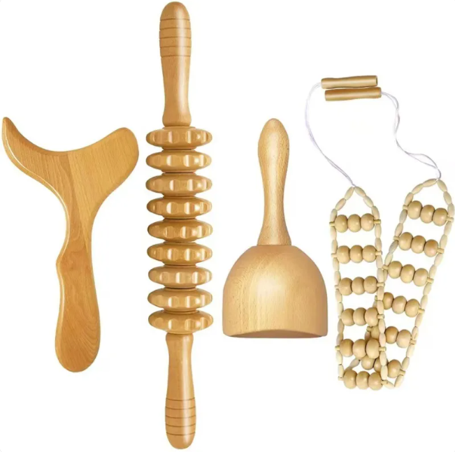 Wooden Hand Massage Roller Set