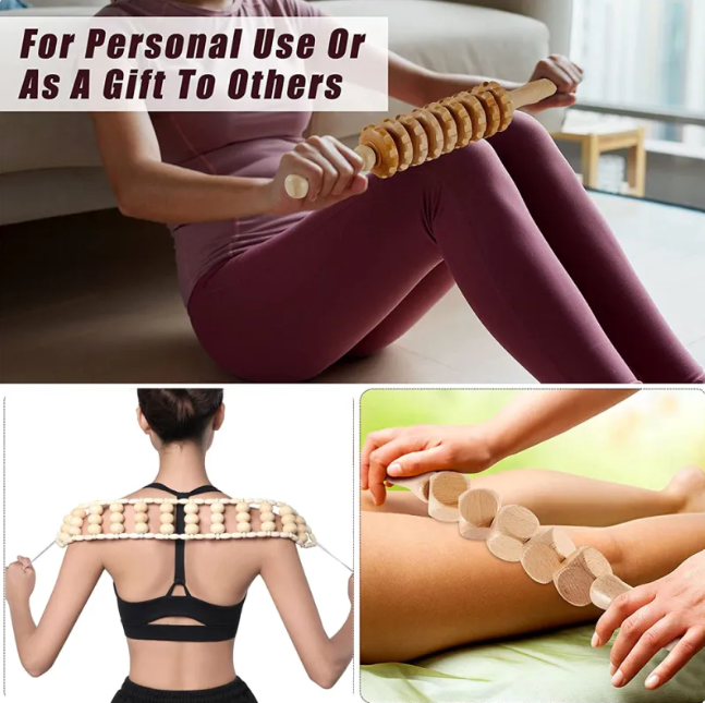 Wooden Hand Massage Roller Set